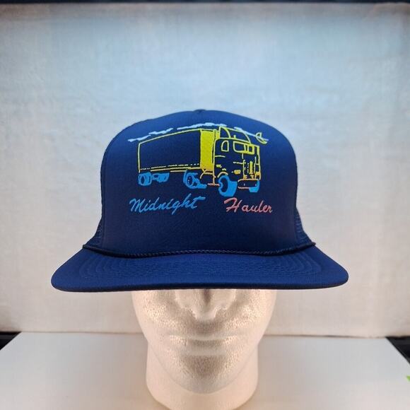 Vintage Funny Truckin Trucker Hat Mesh Snapback Navy Truckin "Midnight Hauler" - Picture 1 of 6